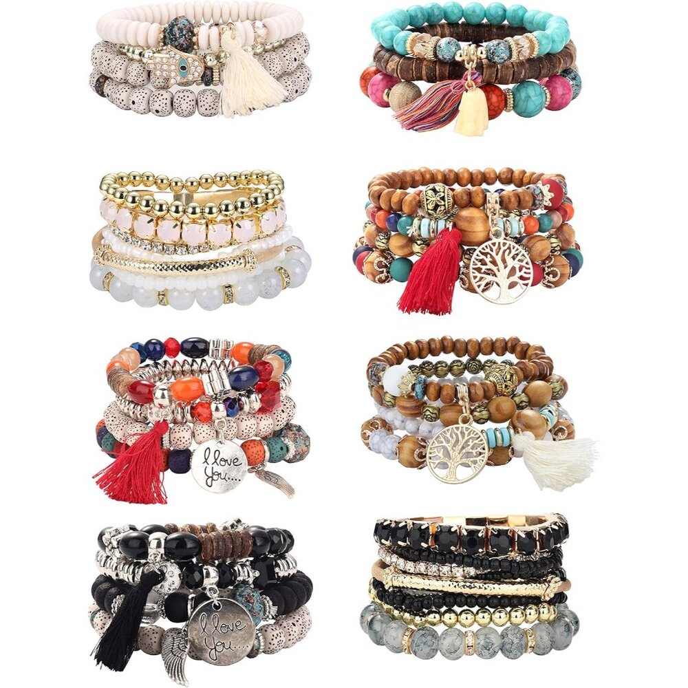 8 Sets Bohemian Stackable Bead Bracelets For Wome… - image 1